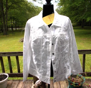 Susan Graver White Satin Embroidered Jacket Size Medium New with Tags - Picture 1 of 5