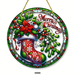 Acrylic X-mas Suncatcher Ornament-Contemporary Hanging Decor, Stained Glass Sty - Picture 1 of 6