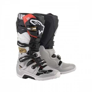 ALPINESTARS Tech 7 MX Boots Off-Road Motorcycle Boots - Black Silver Gold - Picture 1 of 4