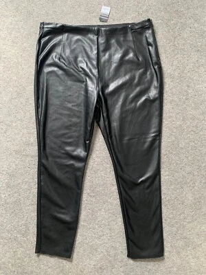 Wallis Curve Faux Leather Leggings High Rise Black UK 18 - Image 1 of 4