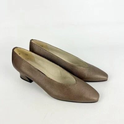 Stuart Weitzman Womens Kitten Heel Pumps Brown Bronze Snake Print size 4.5 - Image 1 of 4