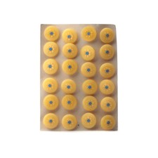 Card (24) 18mm hand painted blue flower yellow vintage Czech glass buttons