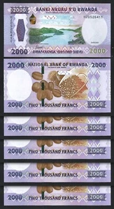 Ruanda 2000 Francs 2024, UNC, 5 Stück LOT, P-44 neues Design - Bild 1 von 4