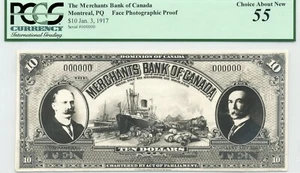 1917 $10 The Merchants Bank of Canada - FACE PHOTOGRAPHIC PROOF - PCGS AU 55 - Picture 1 of 2