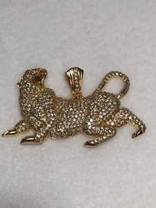 HIP HOP HIGH END CZ GOLD PANTHER PENDANT - Picture 1 of 5