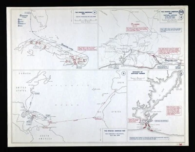Карта Вест-Пойнт испанско-американская война Сантьяго защита Кубы США Merrimac затонувшая 1898 - Изображение 1 из 4