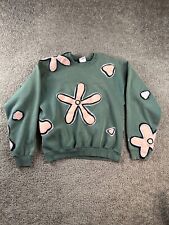 Champion Sweatshirt Mens Large Green Pink Floral Flowers Pullover Crewneck FLAW