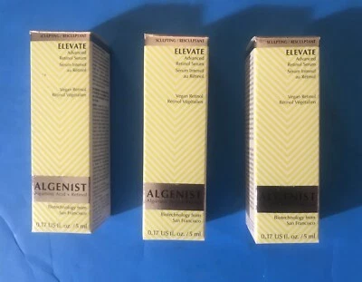 全新带盒 3 X Algenist Elevate 高级视黄醇精华 0.17 液量盎司/5 毫升 — 第 1/4 张图片