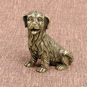 Messing Hund Figur klein Statue Wohnschmuck Tierfiguren Geschenk - Bild 1 von 6