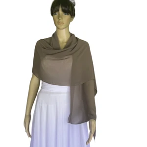 Taupe Grey Long Scarf. Handmade Wrap Scarf. Taupe Grey Chiffon Shawl. - Picture 1 of 3