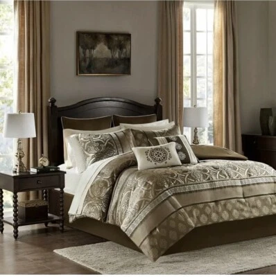 MADISON PARK ESSENTIALS ALEXINE CALIFORNIA KING 16 Pc BEDDING SET BRAND NEW - Image 1 of 4