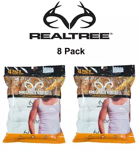 RealTree Men's 8 Pack White A-Shirts Tank Tops Breathable-4 way stretch S,M,L,XL - Picture 1 of 1