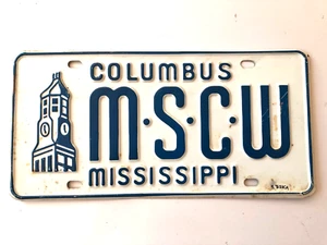 1960 's Mississippi Booster License Plate M S C W Original Paint Columbus - Picture 1 of 1