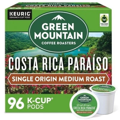 Green Mountain Costa Rica Paraiso Medium Roast Coffee K-Cup Pod, 96 Count