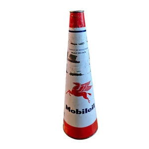 Alte Öldose Mobiloil HD Motoröl Pegasus Tankstelle Ölkanne Kegel Dreieckig - Picture 1 of 11