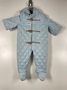 BNWT Burberry Baby Unisex Jumpsuit Overalls Hoodie Quilted Snowsuit Blue Sz 3-6M - Bild 1 von 14