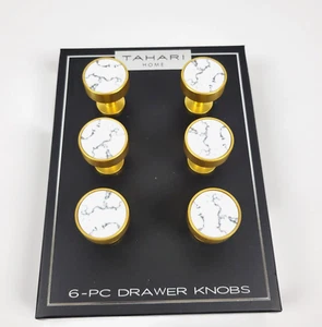 Juego de 6 perillas de cajón de oro granito blanco para el hogar Tahari - Imagen 1 de 4