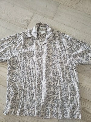 Camisa con botones de seda lavable Geoffrey Beene para hombre grande cachemira floral  Foto 1 de 2