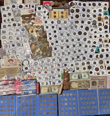 Huge Lot 750 Coin/stamp/Silver Note/Mercury/Indian/Buffalo/“V”/IKE/JFK/VDB/World - Image 1 of 4