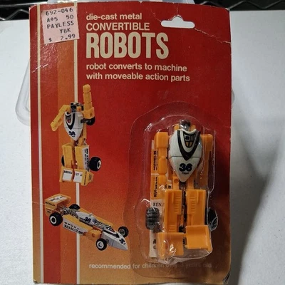 VTG Die-Cast Metal Convertible ROBOTS  Rare red cardboard - Image 1 of 4