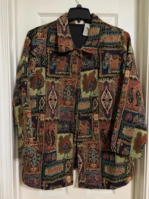 Jaqueta de tapeçaria vintage boho estampa étnica blazer arte para usar terroso indie grunge - Imagem 1 de 4