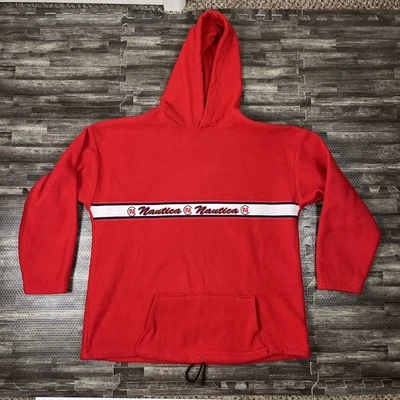 Moletom com capuz vintage anos 90 náutica lã vermelho GG feito nos EUA vintage unissex - Imagem 1 de 4