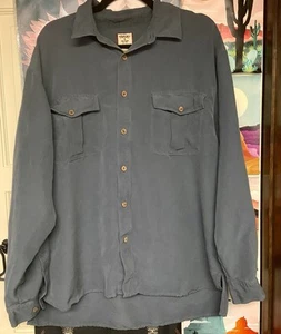 TOMMY BAHAMA SILK L Mens Shirt Grey Chest Pockets 46”Chest - 31”L Long Sleeves - Picture 1 of 5