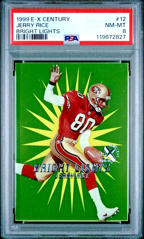 1999 E-X Century Bright Lights 12 Jerry Rice PSA 8 San Francisco 49ers Insert - Image 1 of 2
