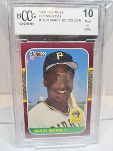 BCCG BGS BECKETT 1987 DONRUSS OPENING DAY BARRY BONDS 10 MINT RC⚾️⚾️⚾️⚾️ (G160) - Picture 1 of 3