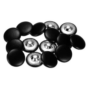 15 Stück Lederüberzogene Knöpfe,25mm,Metall,rund,zum Nähen,Schwarz - Bild 1 von 7