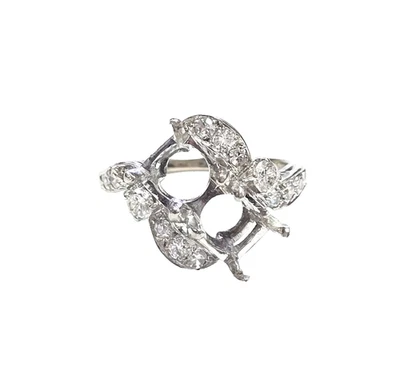 Gorgeous Vintage Style 14k Two Stone Mounting with Natural Accent Diamonds - Image 1 of 4
