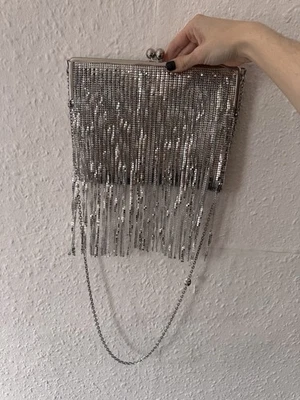 H&M PACO RABANNE SILVER METAL MESH FRINGED BAG CHAINMAIL NEW - Image 1 of 4