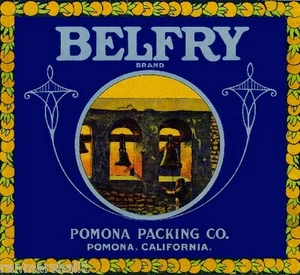 Pomona Belfry Monk Mission Orange Citrus Fruit Crate Label Kunstdruck - Bild 1 von 1