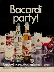 1968 BACARDI RUM Party Mixable Coca Cola Pepsi 7Up Mix Party Vintage Print Ad - Picture 1 of 8