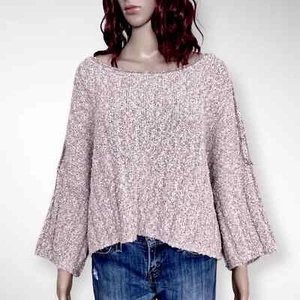 Free People Womens Good Day Crop Sweater size XS Lavender Slouchy Oversized NWOT - Picture 1 of 9