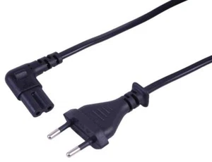 Euro Auf IEC C7 Verlängerungskabel, Rechts Winkel, 1m, 2.5A, 250V, Schwarz - - Bild 1 von 1