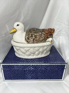 !!FAIANCAS PORTUGAL BELO VINTAGE DUCK SOUP GRAVY TUREEN WITH LADLE THANKSGIVING! - Picture 1 of 10