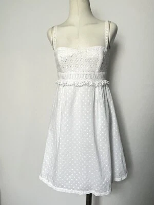 Andrew Gn Eyelet Lace Dress Sweetheart Neck Sleeveless France White  38 - Image 1 of 4