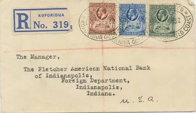 GOLD COAST 1932 Georg V 6 d single postage and 1 d, 2 d, 3 d mixed franking cvr - Image 1 of 4