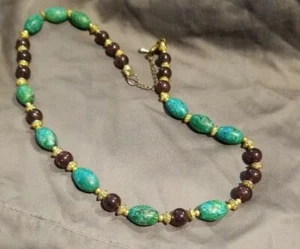 Wunderschönes Chrysokoll und Granat Collier von Stauer - Bild 1 von 4