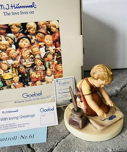 Goebel Hummel With Loving Greetings Boy #806 w/ Box Certificate 3.5” TMK-6 - Picture 1 of 6