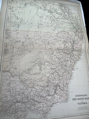 1881: Map Of Queensland New South Wales & Victoria  B #65 Antique Print - Image 1 of 4