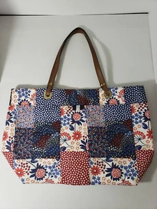 Tommy Hilfiger Red White and Blue Flower Floral Design Tote Bag Purse NWT! - Picture 1 of 6