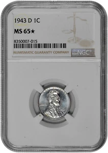 1943 D 1c Lincoln Steel Wheat Cent NGC MS 65 Star with Proof Like Obverse - Picture 1 of 2