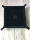 CHANEL Jewelry Tray Case Accessories Giveaway 11x11cm Black Velour w/Box Novelty