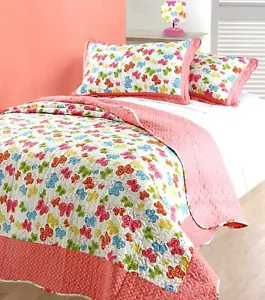 Coloridas fundas de almohada edredón acolchadas para niños con cama individual mariposa - Imagen 1 de 1