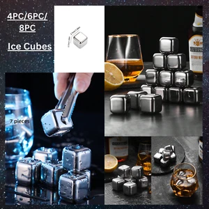 Stainless Steel Stones Reusable Ice Cubes Drink Chillers Cooling Rocks - Picture 1 of 10