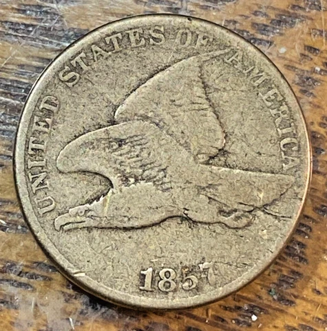 1857 Flying Eagle Cent Nice Original VG CHRC Cover