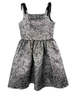 Rare Editions Big Girls Metallic Brocade Social Dress, Silver, 10 - Picture 1 of 4