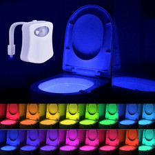 LED Motion 8-Color Sensing Automatic Activated Color Toilet Night Light Bathroom